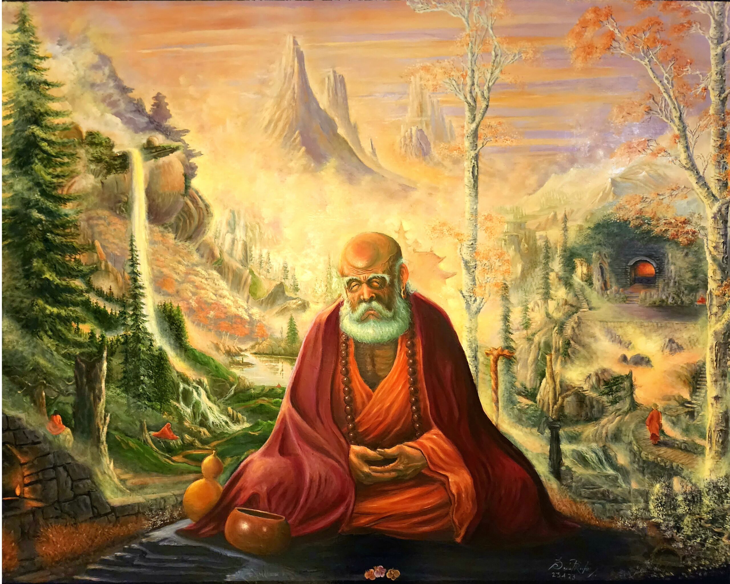 Bodhidharma painting by Acharya Raghu